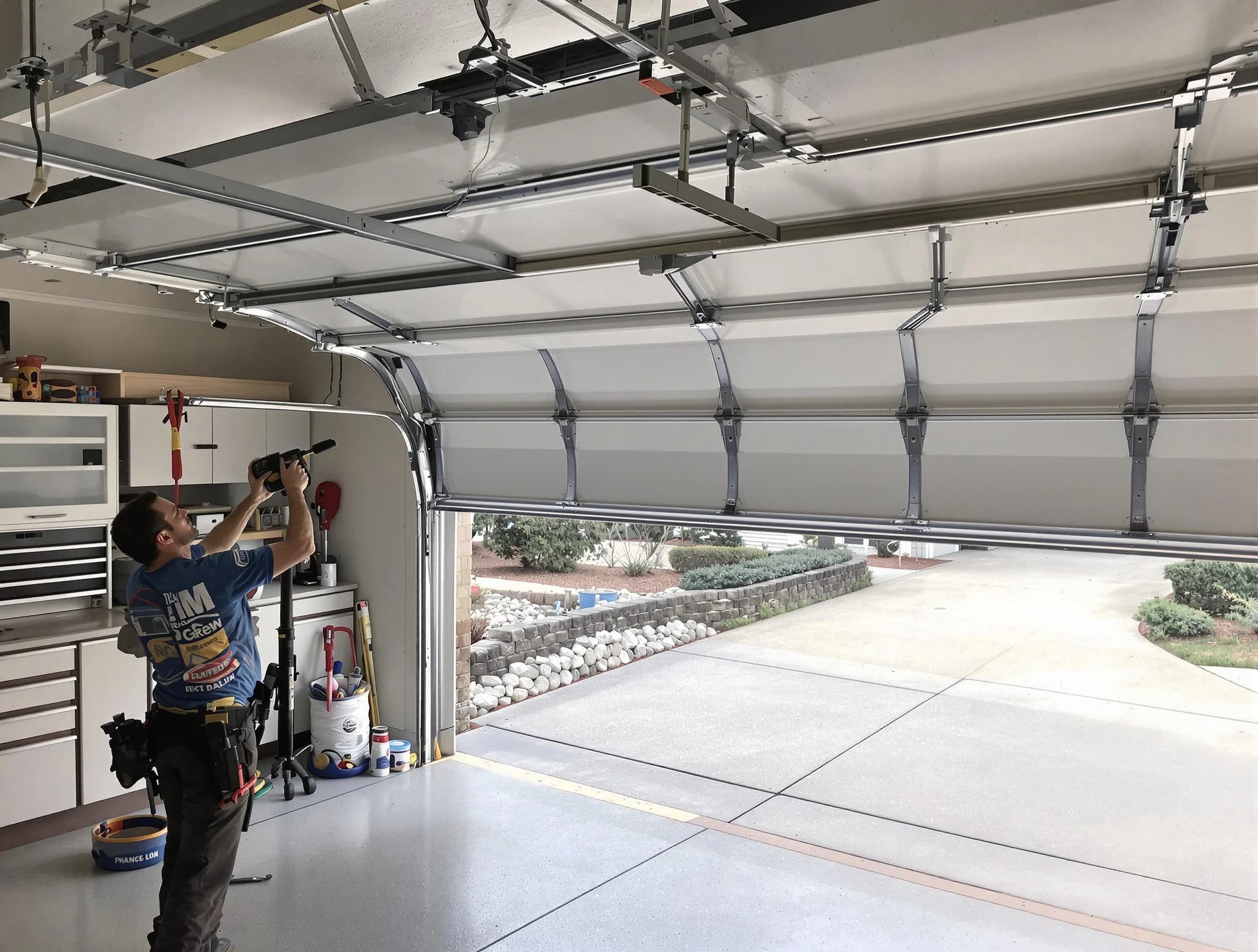 Garage door track repair service by Franklin Garage Door Repair in Franklin